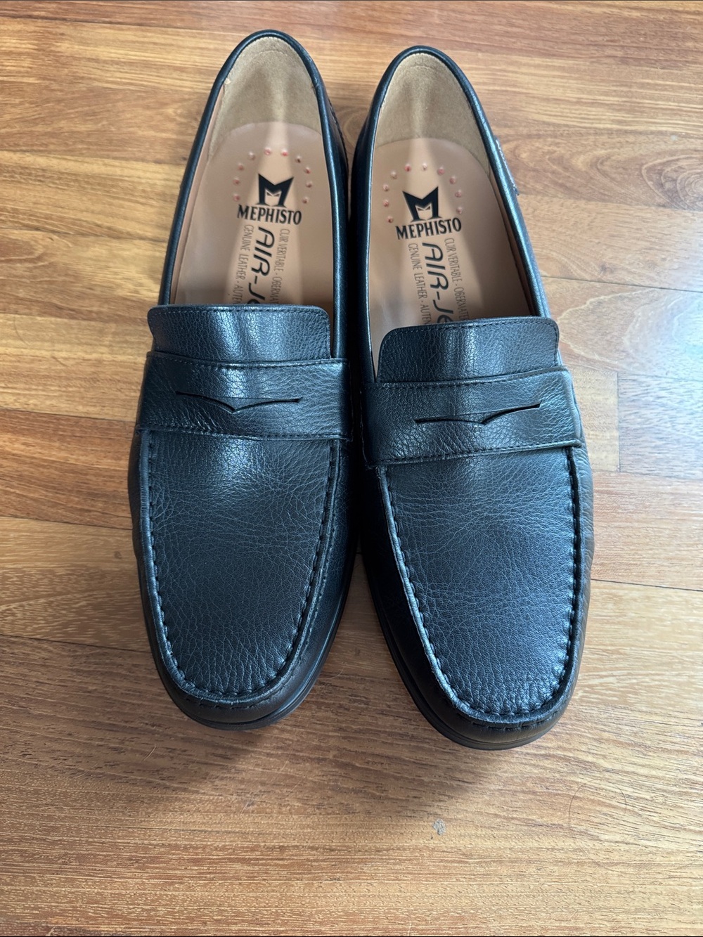 NWT Mephisto Men's Black Pebble Leather Algoras Penny Loafers